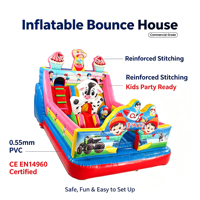 Château gonflable commercial avec toboggan, thème animaux de la ferme pour enfants, aire de jeux gonflable en PVC Plato de 0,55 mm