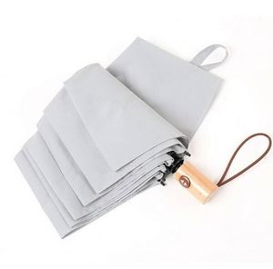 Most Popular Automatic <b>Windproof</b> 3 Advertising Folding <b>Umbrella</b> With Wooden Handle - Product Image 3