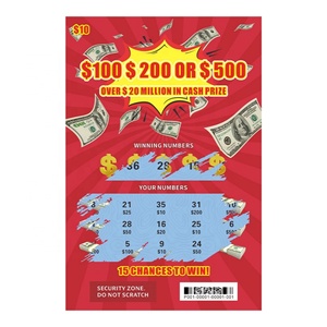 Custom Scratch Off Lottery Scratch Card Tickets <b>Printing</b> <b>Paper</b> Card Full Color Lottery Tickets - Product Image 4