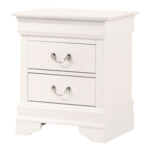 Elegant Traditional Nightstand In White Solid Wood With <b>2</b> <b>Drawers</b> For Apartments Bedroom Furniture - Product Image 1