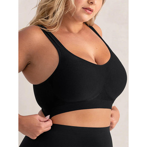 Soutien-gorge sans fil pour femmes de grande taille avec de larges seins Bralette marron de taille Extra Large Full Cup Nylon Plus Size Bra - Product Image 1
