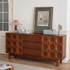 Aparador de Gran Capacidad de Estilo Moderno de Mediados de Siglo, Mueble de Almacenamiento Lateral de Madera Sólida para Sala de Estar - Product Image 2