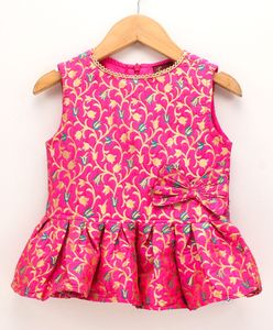 Twisha Combinaison élégante pour filles, style ethnique, col halter orange, style dhoti, pour les occasions spéciales (6 mois à 14 ans) - Product Image 4