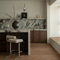 Tabouret de bar moderne de luxe léger, réglable, en acier inoxydable, à dossier, pour la salle à manger et le comptoir de cuisine