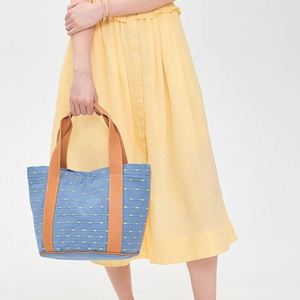 Bolso Tote Grande Personalizado para Mujer, de Lona de Algodón Resistente, para Primavera, Otoño y Verano, con Ribete de Cuero y Bordado - Product Image 1