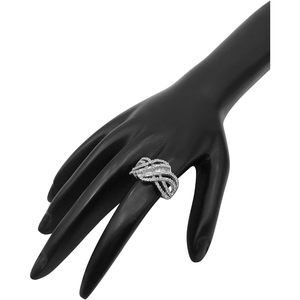 Bague de fiançailles Ornaatis Diamond Swirl 1,00 carat total, taille ronde baguette, en argent sterling, taille 7, design géométrique, sertissage en canal - Product Image 5