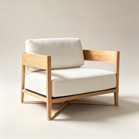 Canapé d'angle en forme de L Japandi en bois de chêne naturel avec coussins en tissu blanc amovibles, écologique et minimaliste, pour 2 personnes, idéal pour le salon