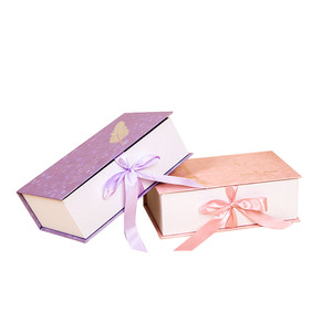 Magnetic folding luxury cardboard gift boxes with ribbons paper box