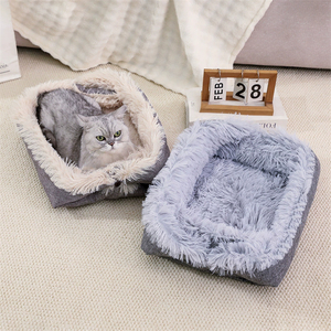 Cama para Mascotas de Doble Uso, Gruesa, Cálida, Suave, Plegable, Ultrasuave, de Felpa, Acogedora, Lavable, Casa para Gatos, Alfombra de Piel Sintética para Perros, para Coche - Product Image 5