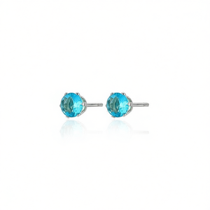 Amy Amy <b>Stud</b> <b>Earrings</b> 925 Silver <b>Blue</b> Zircon Bezel Setting Classic Women's Everyday Wear Jewelry PE2045 - Product Image 1