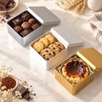 Boîte en étain carrée personnalisée OEM ODM pour pâtisseries, chocolats, biscuits, emballages cadeaux, marques de vente au détail et fournitures d'usine