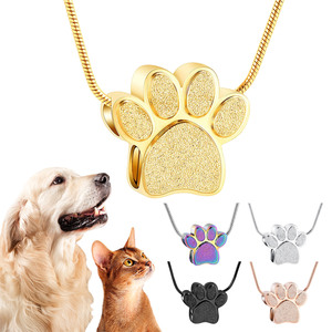 Collier urne funéraire classique moderne en acier inoxydable avec empreinte de patte, mini souvenir écologique pour chats/chiens/petits animaux - Vente en gros - Product Image 1