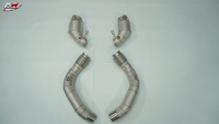 Downpipe KM SS304 Euro 6 High Flow Catted untuk BMW M5 F90 S63 4.4T V8 dengan Pelindung Panas, Peningkatan Performa