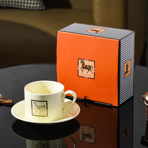 <strong>Gift</strong> Box Set Exquisite Ceramic Coffee Cups Saucers Horse Graphic High-end French-style Luxury Return <strong>Gift</strong> (Model Aima <strong>Custard</strong>) - Product Image 5