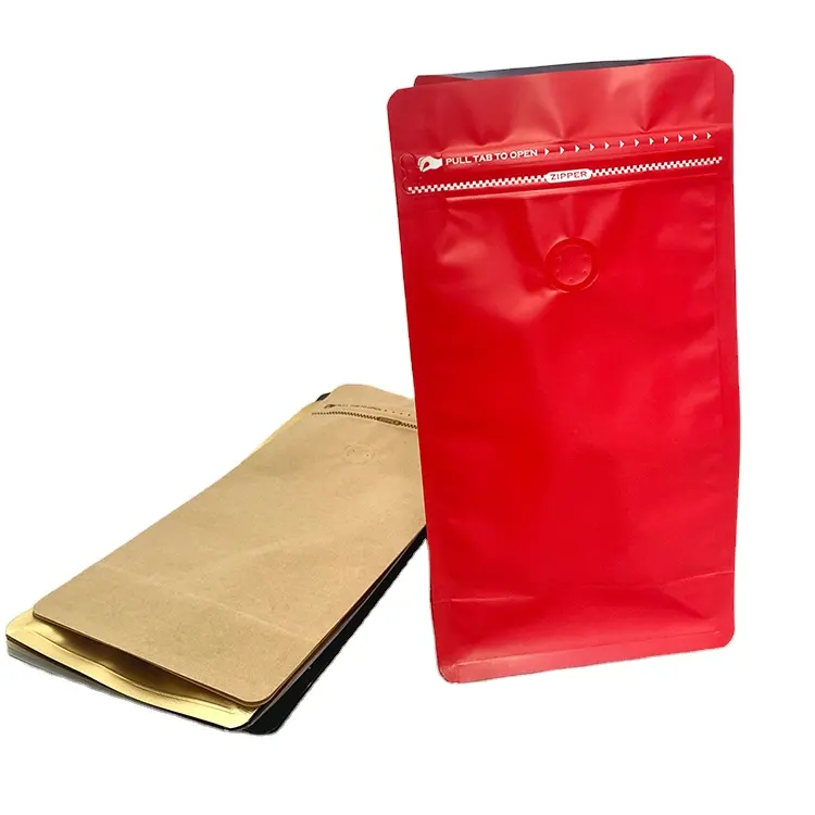 ผู้ผลิตขายส่งยืนขึ้นซิปล็อคกระเป๋าสำหรับแปดด้านประทับตราเมล็ดกาแฟถุงบรรจุภัณฑ์