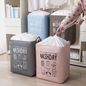 Домашний мешок для хранения, стеганые тканевые сумки, складная сумка-тоут, корзина для белья, сумка для хранения грязной одежды со шнурком