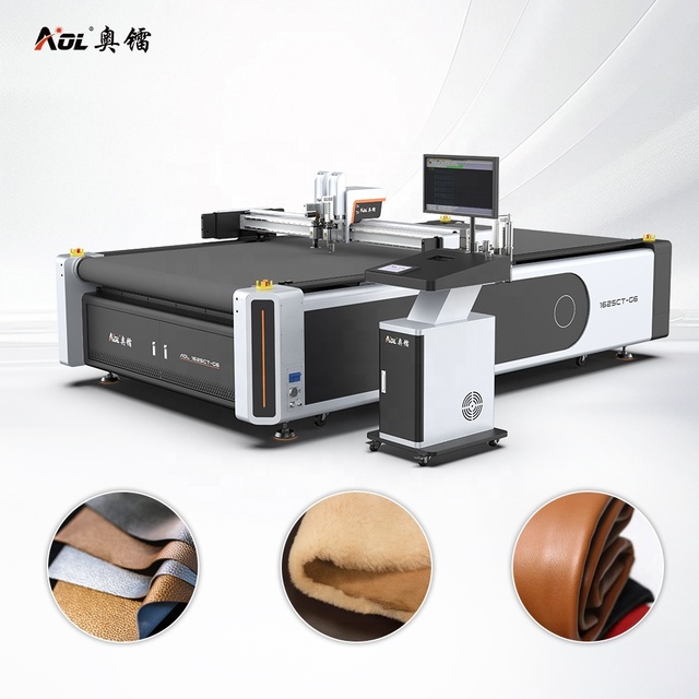 AOYOO Cnc Textile Cutter Automatic Round Knife Fabric Cutting Machine for Shoe Material