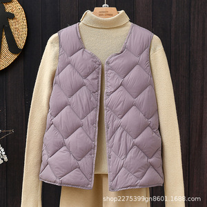 Doudoune courte légère et décontractée pour femme, style <span class=keywords><strong>coréen</strong></span>, en duvet de canard blanc, nouvelle collection 2024, gilet chaud et tendance - Product Image 2