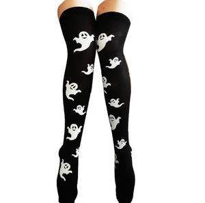 2025 mujeres góticas Halloween negro <span class=keywords><strong>muslo</strong></span> medias altas cráneo <span class=keywords><strong>esqueleto</strong></span> impreso sobre la rodilla calcetines largos Cosplay medias - Product Image 6