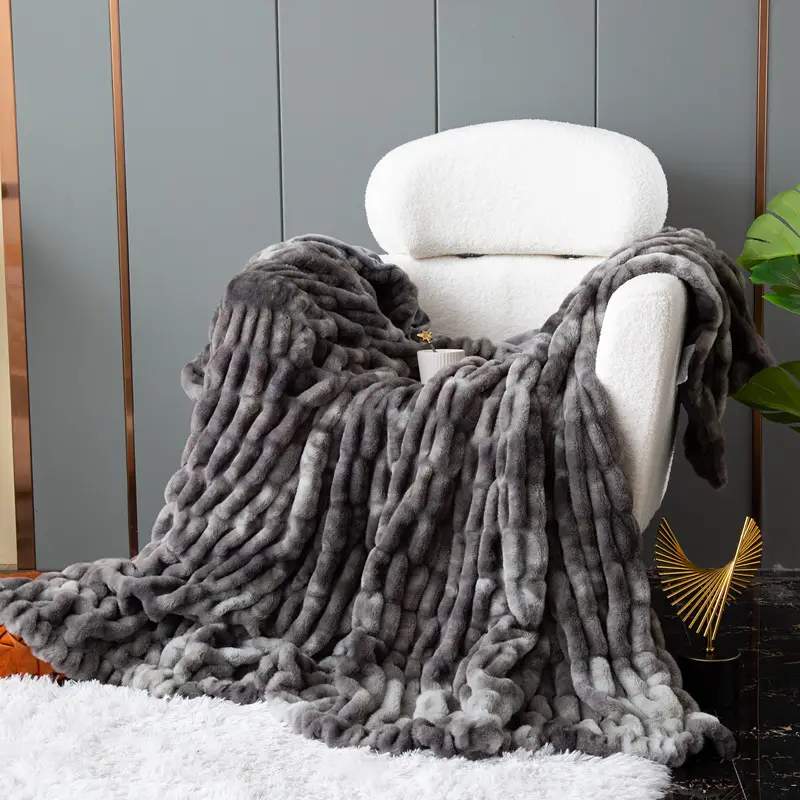 ベッド毛布卸売カスタムウェアラブル韓国毛布ウサギぬいぐるみソファミンク加重毛布