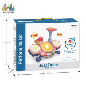 Konigキッズホットセール楽器おもちゃピアノキーボード木琴ドラムJuguetes Plaset with Light、Kids Early Learning Educat