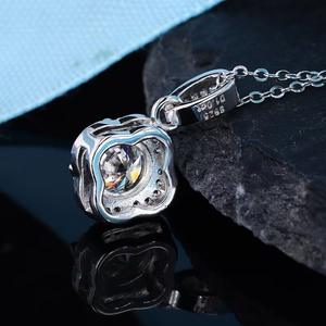Pendentif en argent sterling 925 avec moissanite, moissanite ronde de 1 carat, couleur GH, 45+5 cm, pierre synthétique, collier avec pendentif en argent - Product Image 3