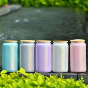 Verres à boire en forme de canette de bière 16oz, holographiques à paillettes, pour impression par sublimation blanche, vente en gros depuis entrepôt USA - Product Image 3