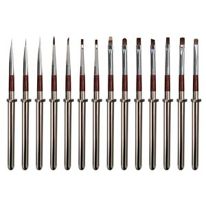 Pinceaux à Ongles Professionnels à Manche Plat en Nylon avec Capuchon Métallique, Pinceaux UV Gel Nail Art pour Peinture Ombré et Décoration de Manucure - Product Image 6