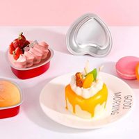 Moule à gâteau jetable en aluminium en forme de cœur avec couvercle transparent, récipient de cuisson doré pour l'emballage de cheesecakes et desserts