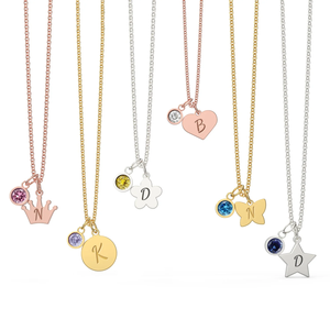 Collier personnalisé en acier inoxydable avec pendentif en forme de cœur, d'étoile, de fleur, de couronne, de papillon, gravable avec initiales et pierre de naissance, <span class=keywords><strong>cadeau</strong></span> pour <span class=keywords><strong>maman</strong></span> - Product Image 4
