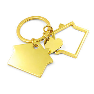 Porte-clés personnalisé de haute qualité avec logo gravé, pour agent <span class=keywords><strong>immobilier</strong></span>, porte-clés en métal vierge en forme de maison, sublimation - Product Image 2