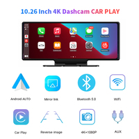 Caméra dashcam 4k 10.26 pouces Apple CarPlay Android AUTO AUX multimédia Audio voiture dvr caméra enregistreur vidéo lien miroir