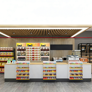 Comptoir de caisse et de réception moderne et durable pour supermarché, épicerie, hôtel – Présentoir de caisse – Construction bois-métal - Product Image 2