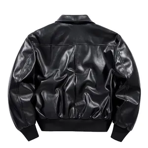 Bomber Jacket OEM Custom Design Motorcycle Jacket Coat Embroidery Logo Pu Leather Bomber Jacket For Men