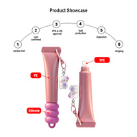 Tubes de rouge à lèvres biodégradables roses en spirale avec applicateur TPE, 5 ml, 30 ml, tubes de gloss à lèvres vides à presser avec porte-clés