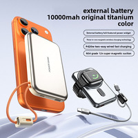 Batterie externe à charge rapide sans fil magnétique 15W et filaire 22,5W, 10000mAh, câble intégré, chargeur portable pour iOS Android