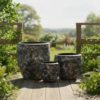 Vente en gros d'usine : Pots de fleurs rustiques vintage en fibro-ciment, durables et légers, avec trou de drainage pour la maison et le jardin