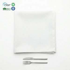 Classic Plain White 20x20 Inch Eco-Friendly Waterproof Reusable Poly Cotton Dinner Napkins Custom Wash Label for Corporate Event - Product Image 1