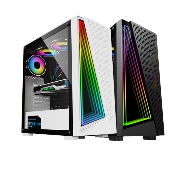 Custom ARGB Gamer ATX Computer Case Factory Outlet Vertical Design with Homemade Fans and Tempered Glass Tower for Gaming PCs