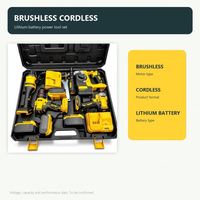 Ensemble d'outils électriques sans fil 4-en-1 à batterie, perceuse, clé à chocs, meuleuse d'angle, modèle TR123, étui rigide