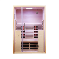 Sauna intérieur en bois massif en pruche pour 3 personnes Design moderne Sauna de thérapie par la lumière rouge infrarouge à spectre complet avec panneau de commande