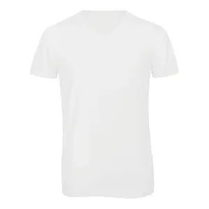 Camiseta de cuello en V para hombre, mezcla de tres telas, merchandising personalizado - Product Image 4