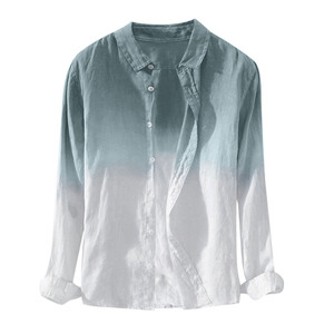 <span class=keywords><strong>Camicia</strong></span> a Maniche Lunghe con Sfumatura <span class=keywords><strong>Arancione</strong></span> per Uomo, Blusa Traspirante in Cotone e <span class=keywords><strong>Lino</strong></span> per Autunno e Primavera - Product Image 4