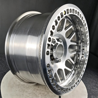 Jantes forgées tout-terrain Beadlock personnalisées polies 17x10 17x9.5 5*120 5*114.3 pour SUV F150 Wrangler Chery Jeep Grand Cherokee