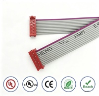 Cable Plano Gris OEM ODM 2651 AWG26 de 1.27mm con Conector IDC Rojo, Arnés de Cables de Longitud Personalizada