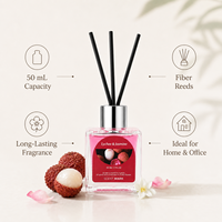 Lot de diffuseurs à bâtonnets 50 ml sans flamme pour la maison, parfum d'intérieur, aromathérapie, avec bâtonnets, parfum personnalisé OEM