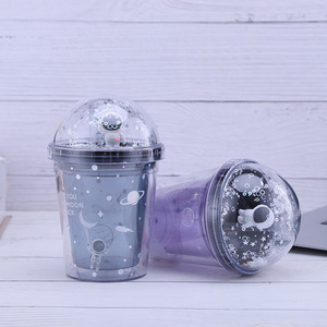 Zhen Ai Space Astronaut Double Layer <b>Plastic</b> <b>Cup</b> Bpa Free With Lid For Drinkware Gift - Product Image 3