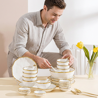 Service de vaisselle en porcelaine texturée peinte à la main, style européen simple, pour 2 à 8 personnes, compatible lave-vaisselle/micro-ondes, sans plomb ni chrome, qualité alimentaire, idéal pour hôtels/cadeaux