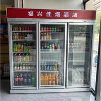 Congélateur commercial vertical à porte vitrée transparente pour boissons, température unique, avec éclairage LED, pour supermarchés et magasins de proximité