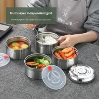 Isolierte 304 Edelstahl Mehrschichtige Große Kapazität Auslaufsichere Tragbare Bento-Lunchbox Form Warmhalte-Lebensmittelbehälter